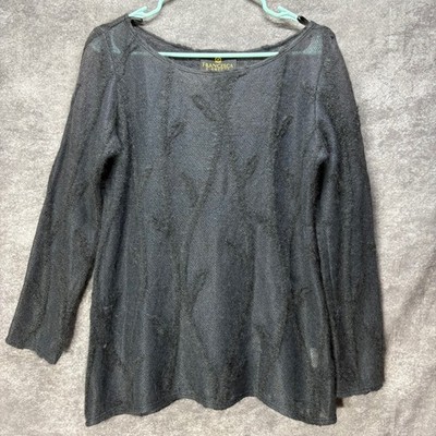 Vintage Francesca Caretti Mohair Sweater Womens 6 Black Vine Pattern Dark Fairy