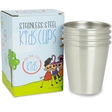 Stainless Steel Cups - Metal Cups for Children and Toddlers, Premium 10 oz St...