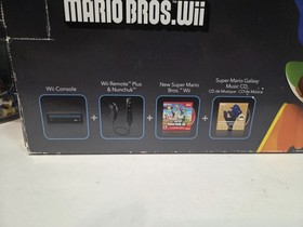 Nintendo Wii Bundle In Box- Black W Mario Bros Game- 1 Controller Nunchuck Cords