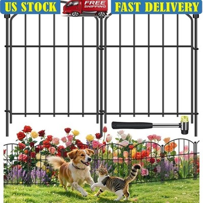 Garden Fence Arched Metal Panels Dog Barrier Animal Defense 10ft Outdoor New