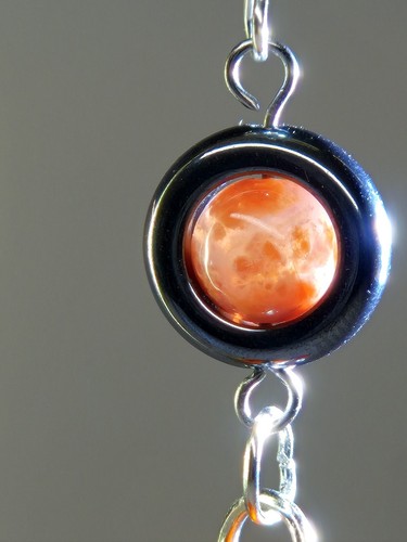 Natural Hand Carved Snake Agate And Hematite Earrings Stainless Steel - Picture 12 of 20