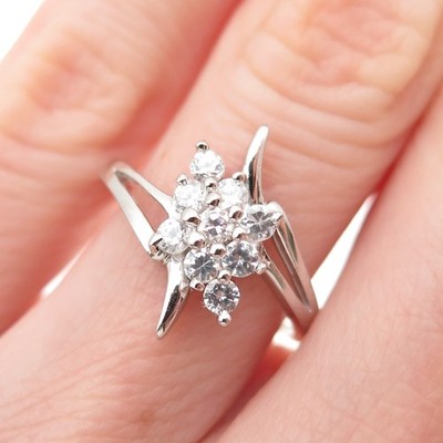925 Sterling Silber Rundschliff C Z Bypass Ring Größe 6