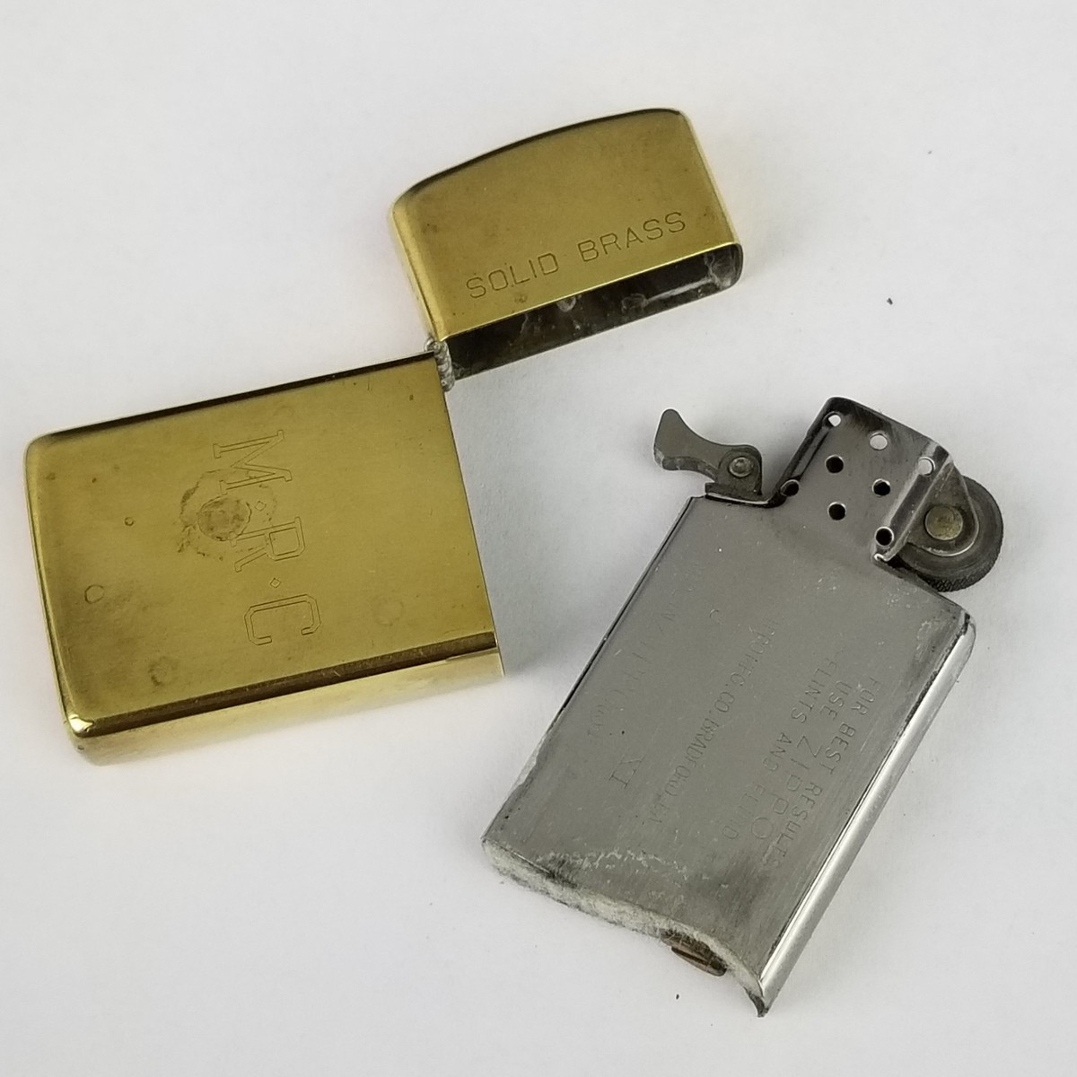 vintage Zippo lighter 1932-1990 commemorative slim gold tone solid