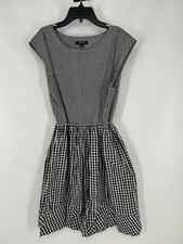 Madewell Tie Back Tieback Gingham Check Black White Dress Flowy Short Cap Sleeve