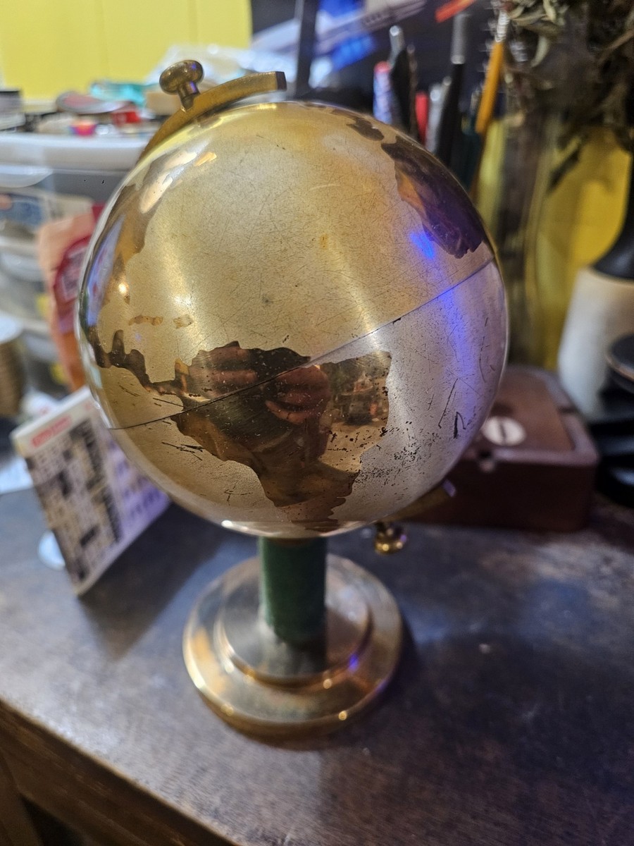 brass globe cigarette holder Vintage Brass Globe Cigarette Holder Tobacco Case