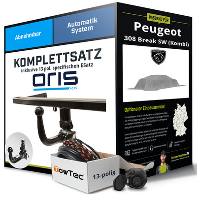 Für PEUGEOT 308 Break SW III FC Anhängerkupplung abnehmbar +eSatz 13pol 21- NEU