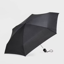 ShedRain Mini Manual Compact Umbrella - Black: Telescoping Shaft, Solid Polyeste