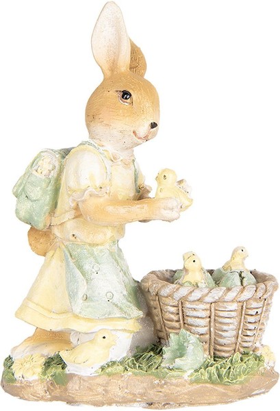 Clayre & Eef 6PR5452 Dekoration Kaninchen 10X6X13 Cm Polyresin Beige Gelb-image