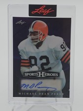 MICHAEL DEAN PERRY 2026 LEAF SPORTS HEROES AUTO PURPLE /8 #BA-MDP BROWNS Q3474