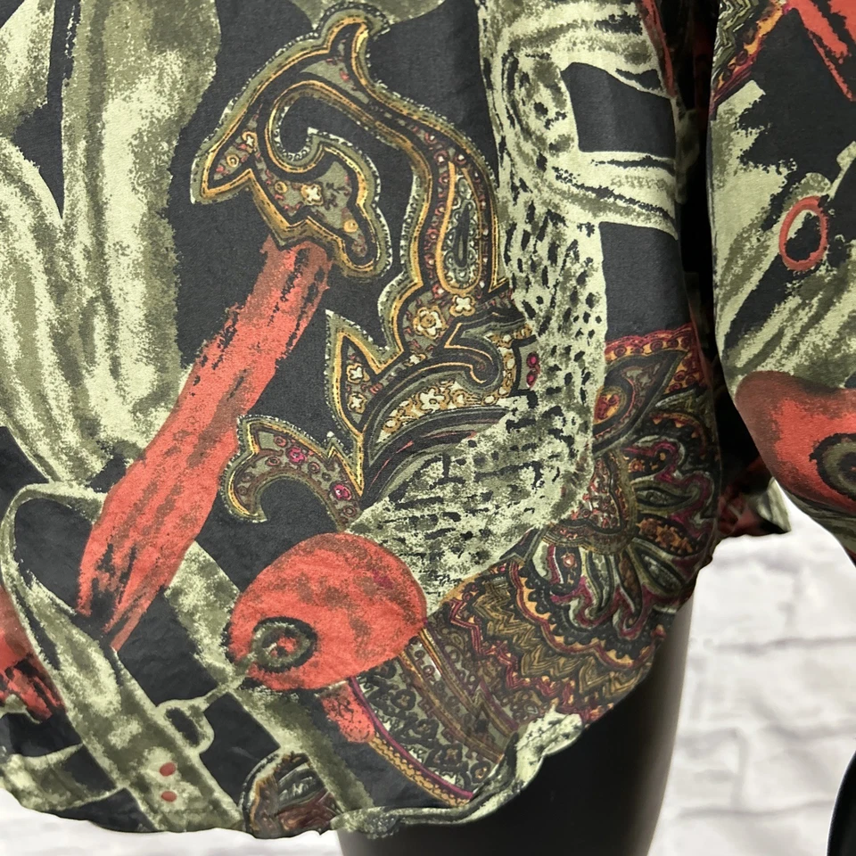 Camisa K Arnold Vintage Seda Paisley Abotonada Para Hombres M 90s Abstracto Arte Club Foto 4 de 4