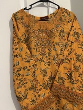pakistani shalwar kameez yellow lawn