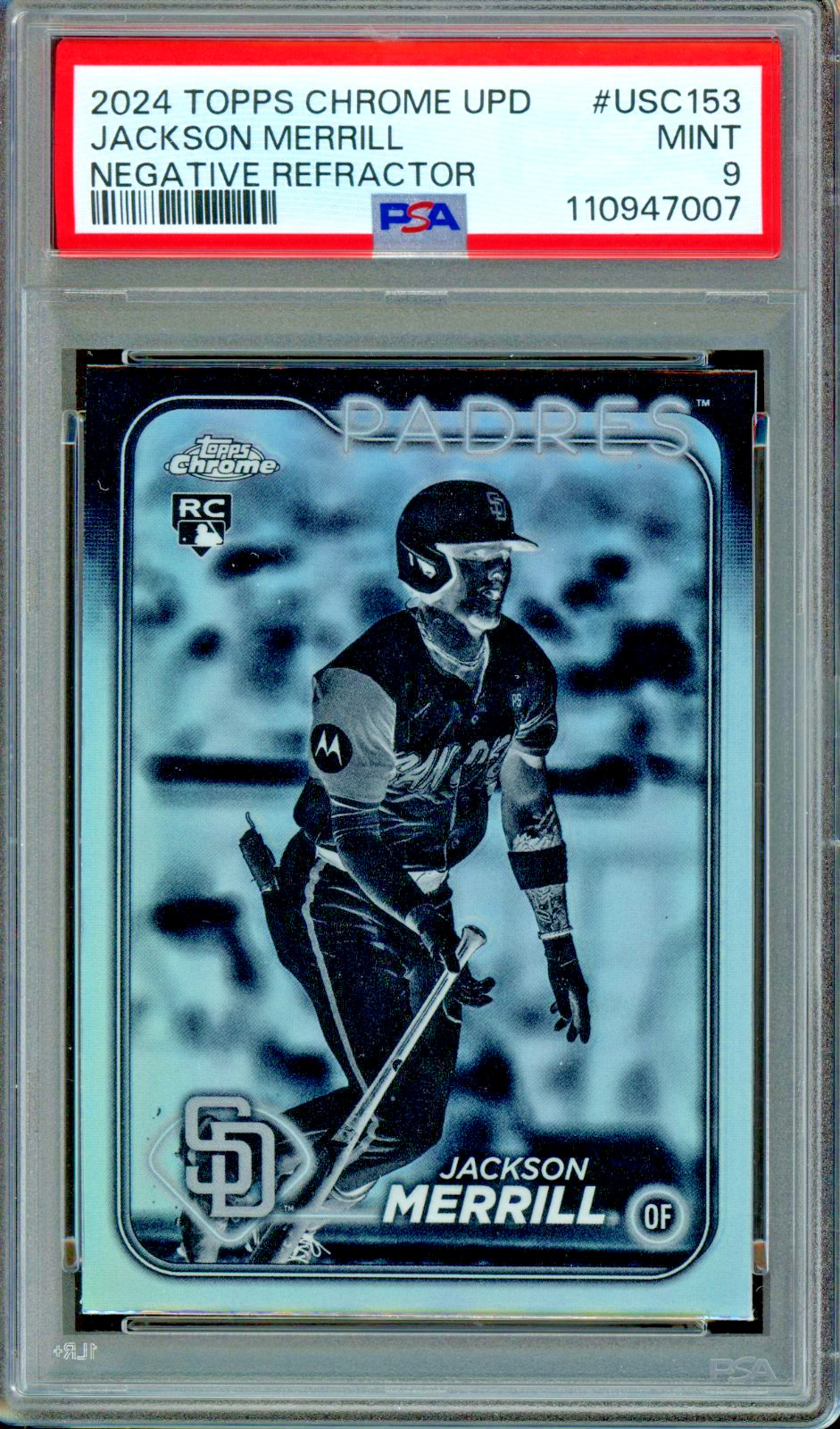 2024 Topps Chrome Update Jackson Merrill Negative Refractor RC #USC153 PSA 9