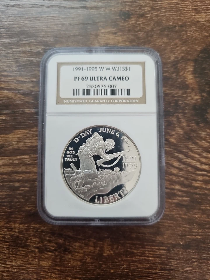 1995-W $1 Silver NGC PF69 Ultra Cameo W.W.II Dollar 90% Coin 2520576-007 - Image 2 of 4