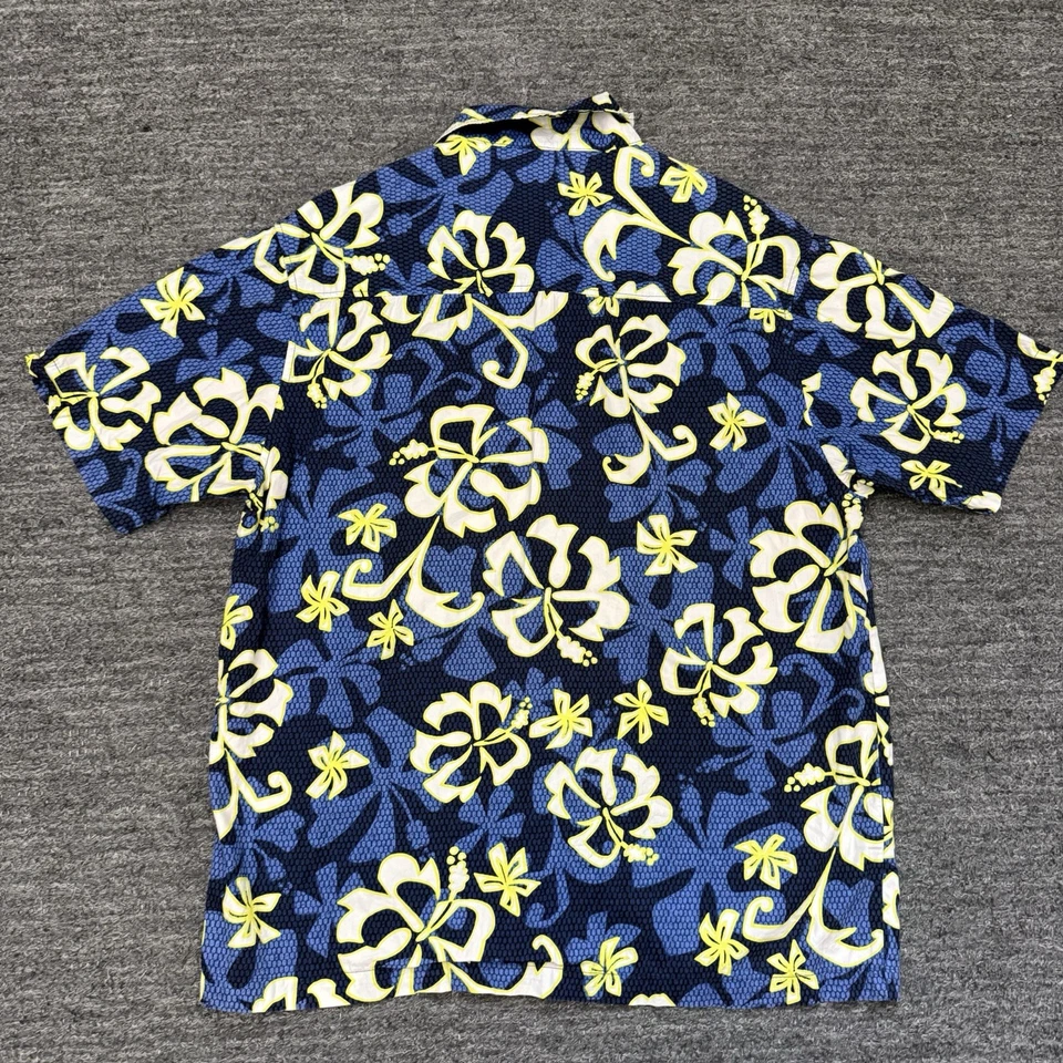 Camisa oxidada para hombre grande azul hawaiano surf skate cuello bucle Y2K campamento tropical años 90 Foto 3 de 4