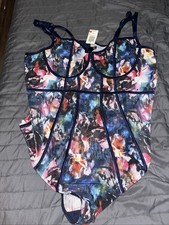 Torrid Floral Galaxy Mesh Bodysuit Size 4x 4 26 NWT 59.50