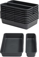 13 PCS Drawer Organizer Tray, Interlocking Office Desk Drawer Storage, Black Pla