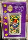 1 of 1 Postal Express Mint 10 of Clubs Joker 1oz .999 Silver Bar + 1 G. Gold EDC