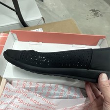 Easy Spirit Black Perforated Slip On Comfort Breathable Women's Flats