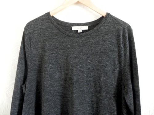 Loft Tunika Pullover anthrazit Strick/Elfenbein Chiffon Saum Langarm Pulli Gr. XL - Bild 2 von 8