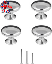 4X Silver Polished Chrome Cabinet Knobs round Mushroom Drawer Door Knob Pull Han