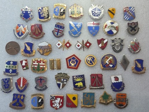 Large  collection of military Di Dui Unit Crest Insignia pins  WW2 and later