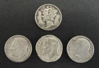 1945 Mercury & 1964 Roosevelt Dimes (Lot of 4) Nice Condition One Coin Bent