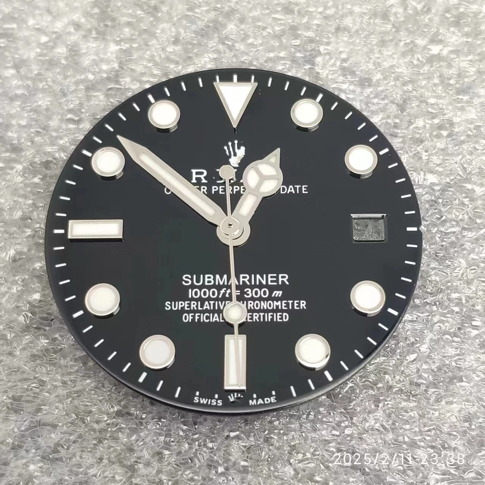 28.5mm SUB Watch Dial Ice Blue Luminous for NH35 NH36 Movement Watch Parts