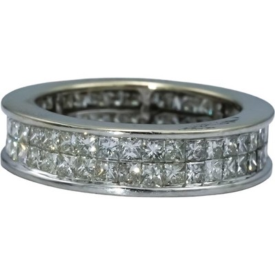 14K Weißgold Prinzessschliff Diamant zweireihig Ewigkeit Bandring 1,50 kt Größe 6,25