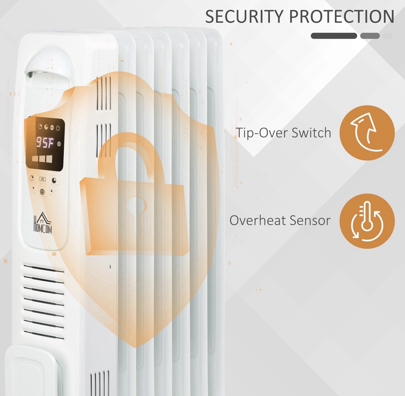 1500 W Portable Oil Filled Radiator -Black Unit - No Remote