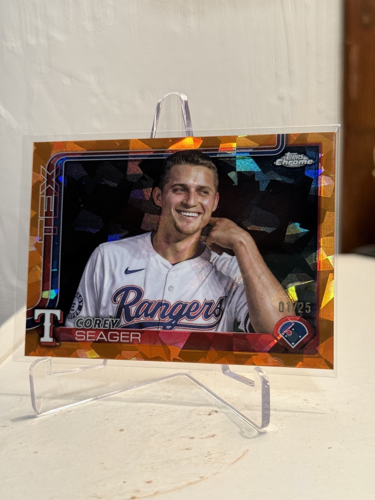 2025 Topps Chrome Sapphire Corey Seager Image Variation Orange 1/25 Rangers