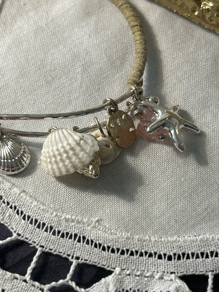 Conjunto de colar e pulseira berloque de praia J.Jill com pérola genuína e quartzo rosa - Imagem 3 de 4