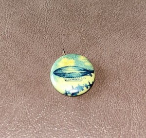 Antique Celluloid Blimp Airship Pin back Button
