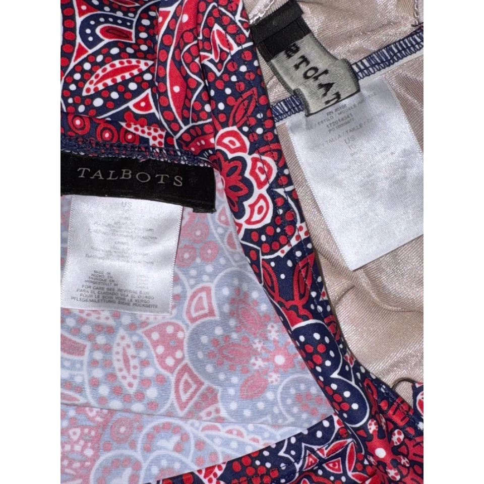 Talbots Tankini Traje de Baño Top Cintura Alta Bikini Control Abdomen Estampado Paisley Talla 16 Foto 4 de 4