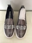 Karl Lagerfeld Women’s Silver Leather Rhinestone Slip-On Loafer Flats 7 M — photo 1