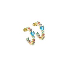 Gold Colorful Heart CZ Hoop Earrings, Sku LD455