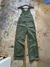 1940s N W Overalls Sanforized 8 Oz Olive Herringbone Workwear Bib Pants