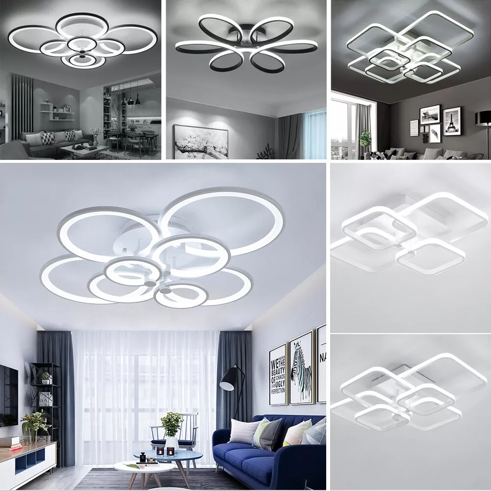 Modern White Led Chandelier Light Living Dining Room LED Lamp White Black Gold