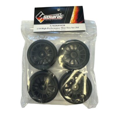 Solaris RC M-Chassis Car Mini Slick Tire Set(28-J,Black Wheel)Tamiya 3Racing