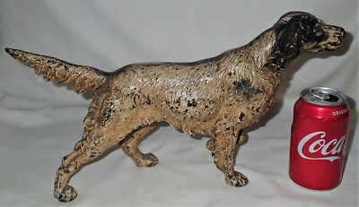 ANTIQUE HUBLEY w/ LABEL HUNTING GUN DECOY POINTER RETRIEVER CAST IRON DOORSTOP