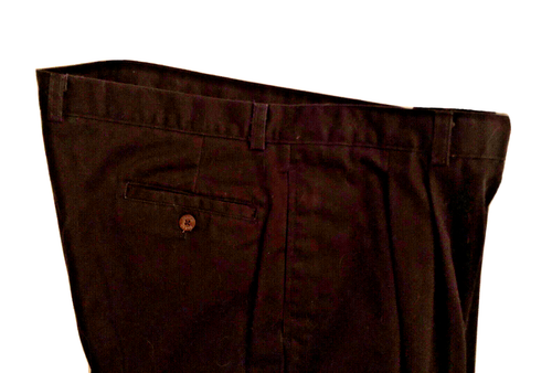 Farah Chinos Mens Black Pants, 2 Pleat, Cuffed 42W x 30L, 100% Cotton - Picture 3 of 4