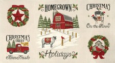Moda Christmas Homegrown Holidays Barn Farm Animals Cotton Fabric Moda 24" Panel