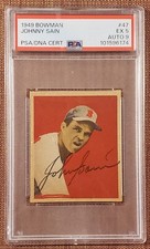 1949 Bowman #47 Johnny Sain Braves Baseball Card PSA/DNA AUTO POP 2 TOP GRADED