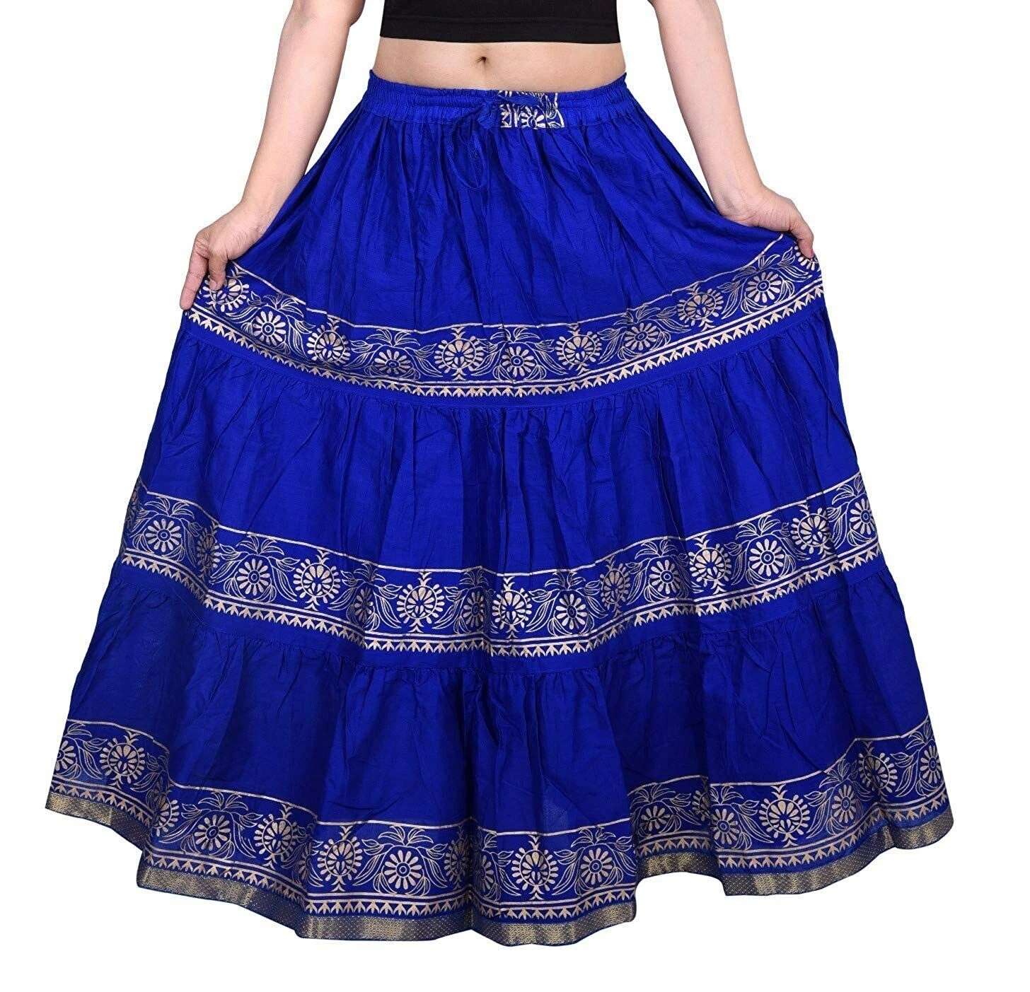 Rajasthani Women Gold Print Long Skirt Traditional Ethnic Flared Elastic Blue
Opens in a new window