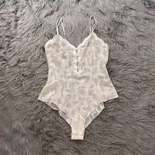 Victoria's Secret VTG Gold Label Floral Ruffle Bodysuit Teddy Lingerie Sheer