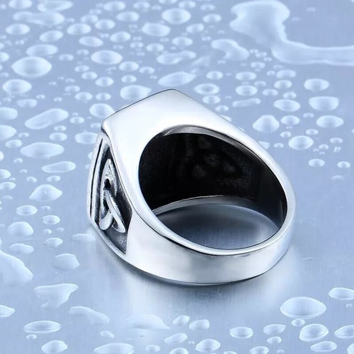 Men's Punk Compass Viking Celtic Knot Gem Encrusted Domineering Engraved Rings - Picture 76 of 94