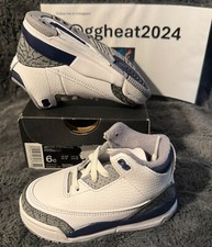 DM0968-140 Toddler's Jordan 3 Retro White Midnight Navy Sneakers NEW