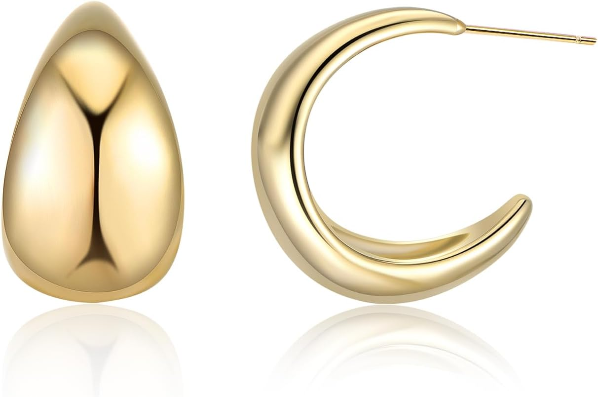 Hoop Earrings for Women Dangle Trendy 18K Gold Plated Earrings Jewelry Gifts