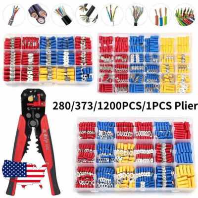 280-1200PCS ELECTRICAL WIRE TERMINALS ASSORTMENT SET INSULATED CRIMP ...