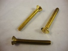 10-24 x 1-1/2" Slotted Flat Head Machine Screws - 25 pcs. Brass - Made in USA