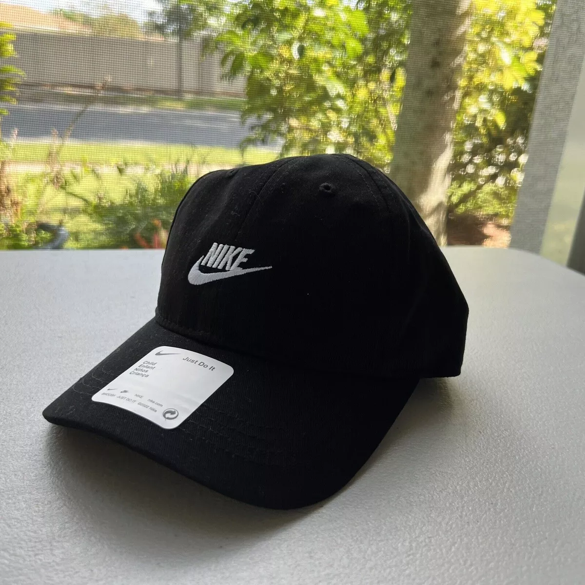 Nike Logo Kids Black/White Adjustable Baseball Cap Back to School Sale